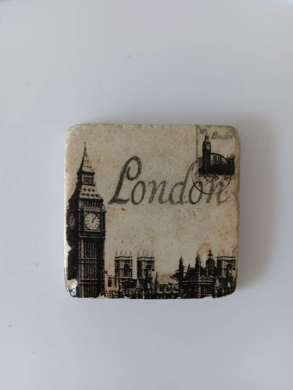 London England Marble Coaster Cork Back 3.5